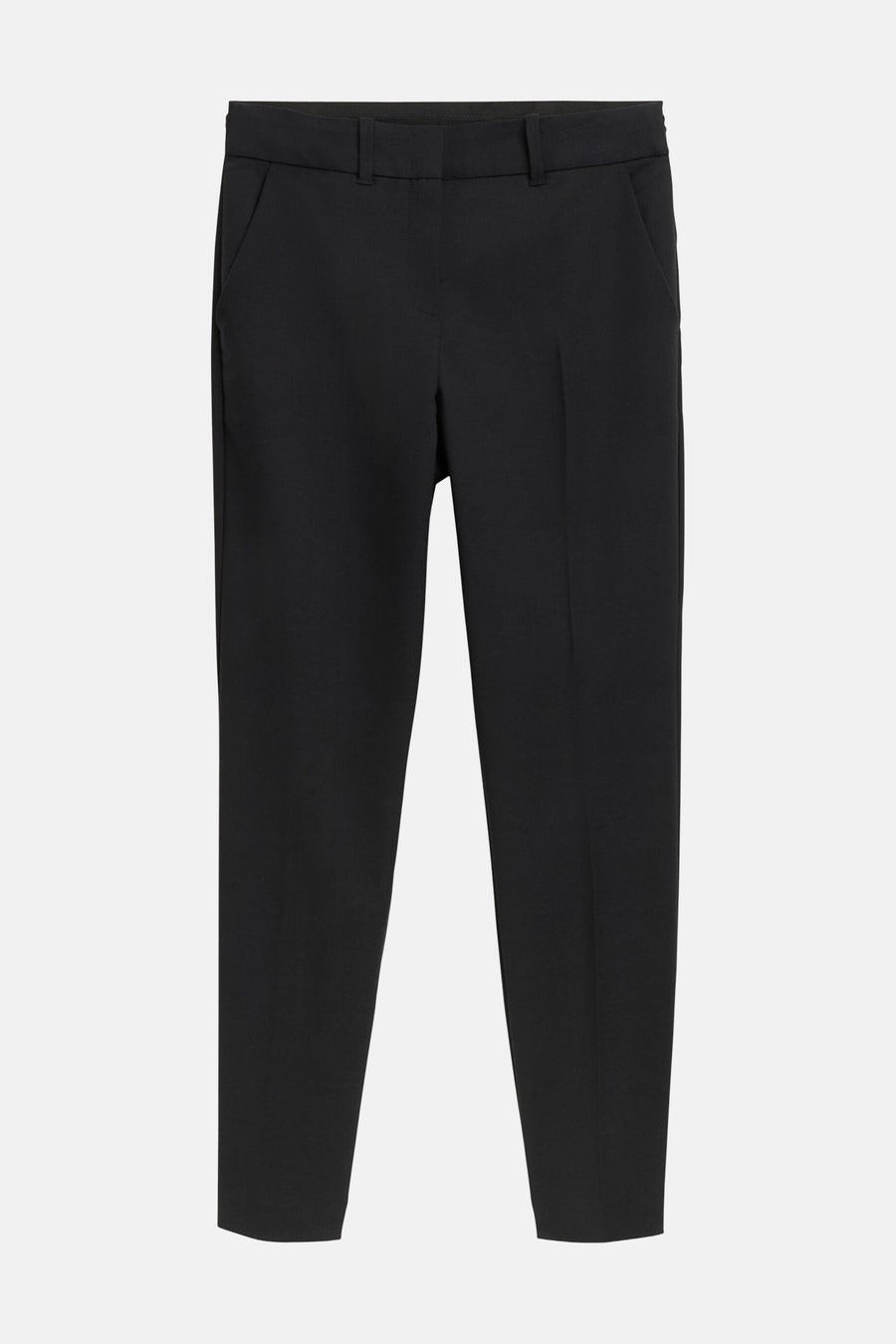 Zwarte broek van Tom Tailor, rechte pasvorm, met zijzakken en riemlussen.