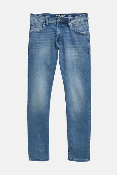 Tom Tailor slim jeans in middendonkerblauw denim, met subtiele wassing en moderne pasvorm.