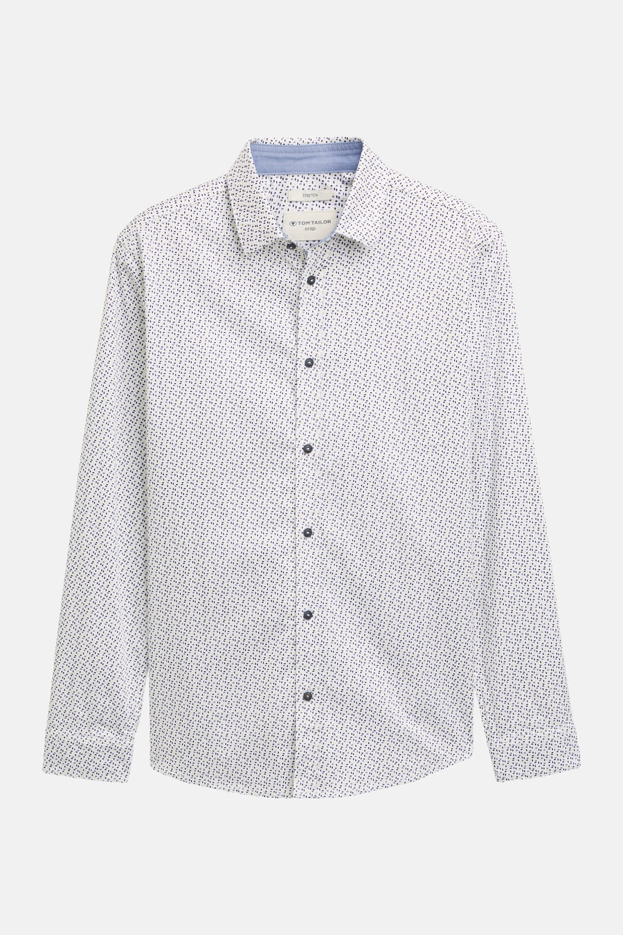 Multikleurig overhemd met lange mouwen van Tom Tailor, versierd met een subtiel geometrisch patroon en donkere knopen.