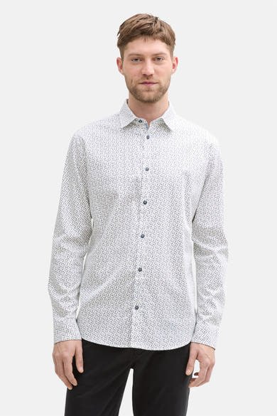 Multikleurig overhemd met lange mouwen van Tom Tailor, met een all-over grafische print en donkere knopen.