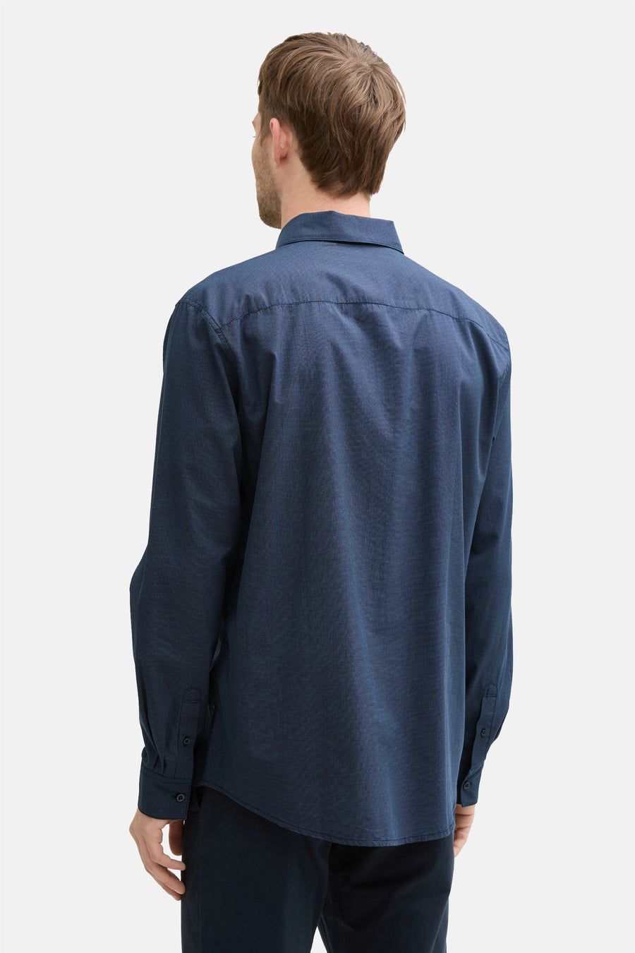 Blauwe blouse met lange mouwen, van Tom Tailor, met een subtiel patroon en een klassieke pasvorm.