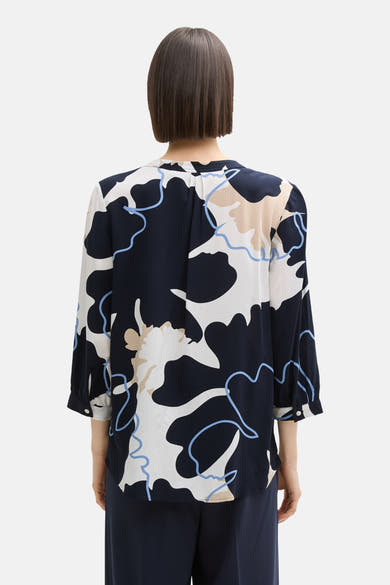 Multikleurig overhemd met lange mouwen van Tom Tailor, met abstract patroon en losse pasvorm.
