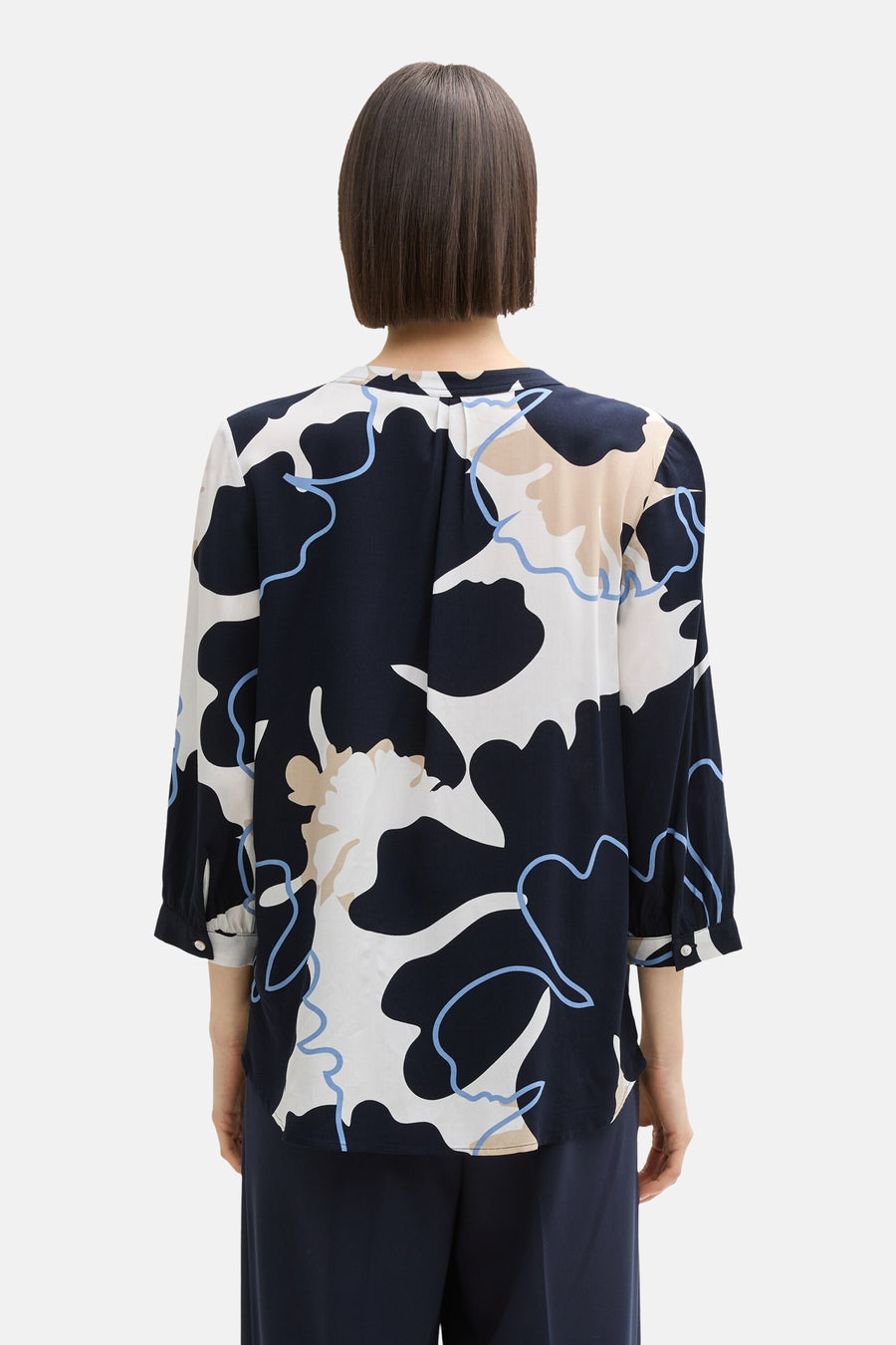 Multikleurig overhemd met lange mouwen van Tom Tailor, met abstract patroon en losse pasvorm.