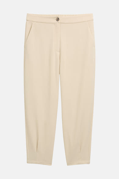 Tom Tailor beige 7/8 chino broek met zijzakken en knoopsluiting.