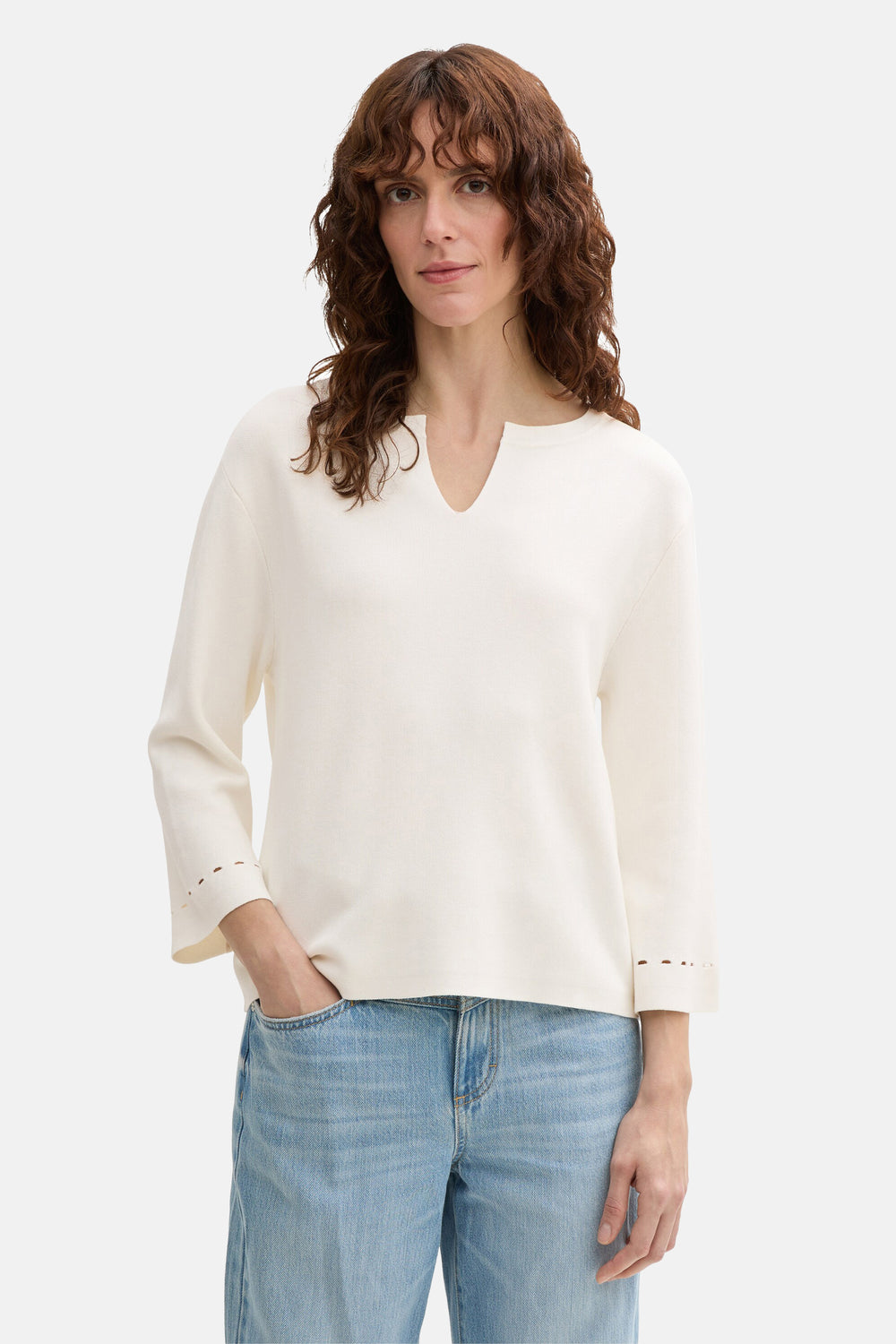 Pull col V Écru - Tom Tailor