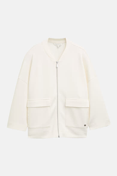 Witte Tom Tailor bodywarmer, met ritssluiting en opgestikte vierkante zakken.