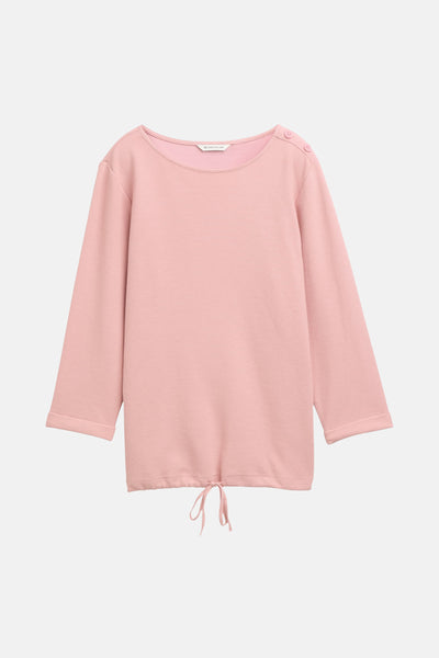 Sweat rose à col rond de Tom Tailor, avec des boutons décoratifs à l'épaule et un cordon de serrage à la base.
