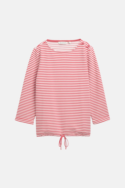 Tom Tailor gestreept rood-wit sweatshirt met lange mouwen en trekkoord aan de onderkant.
