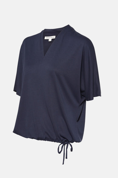 Blauw T-shirt met korte mouwen van Tom Tailor, met trekkoord aan de onderkant.