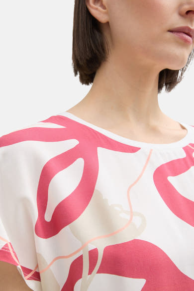 Multikleurig blouse met korte mouwen van Tom Tailor met een gestileerde bloemenprint.