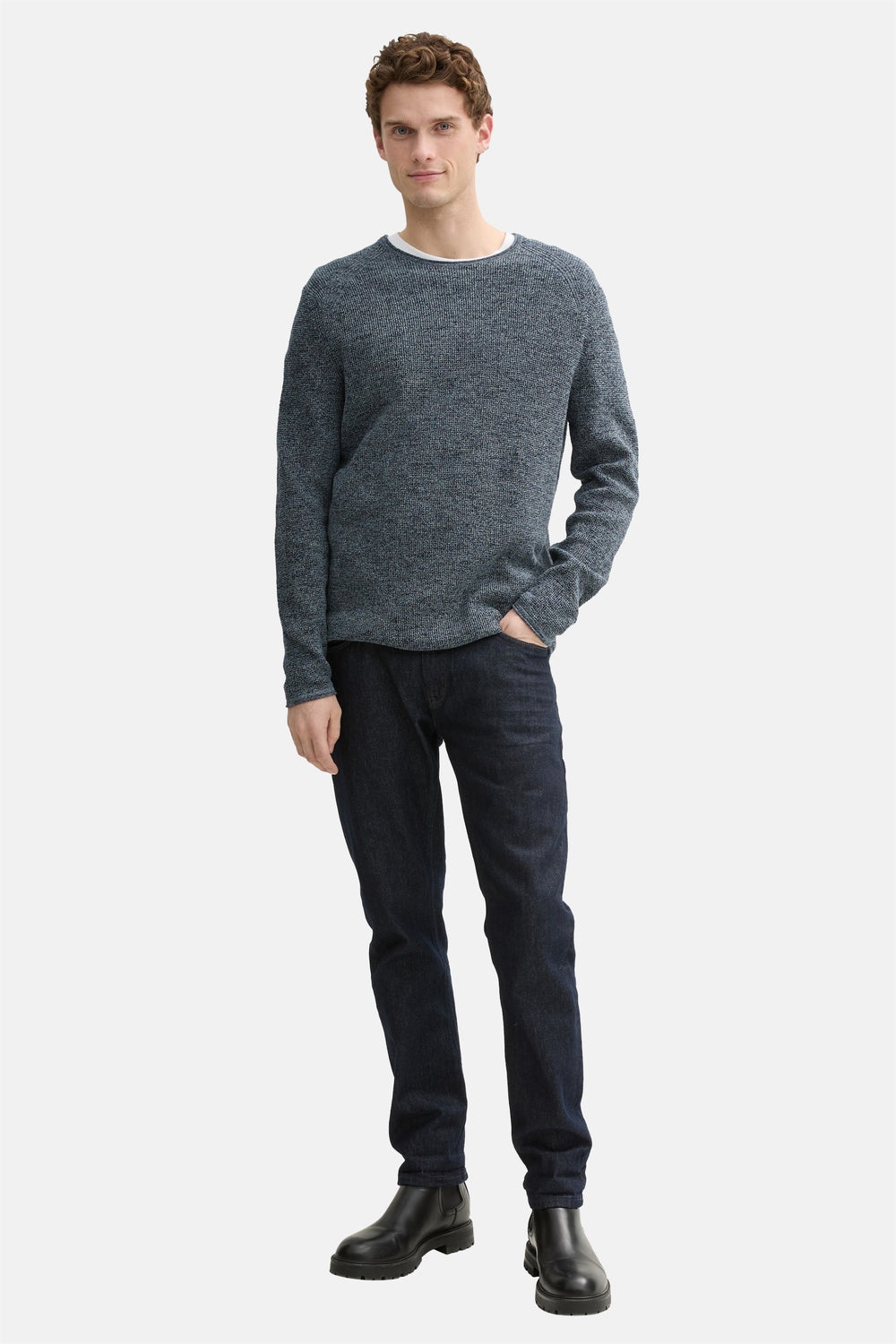 Pull col rond Bleu - Tom Tailor