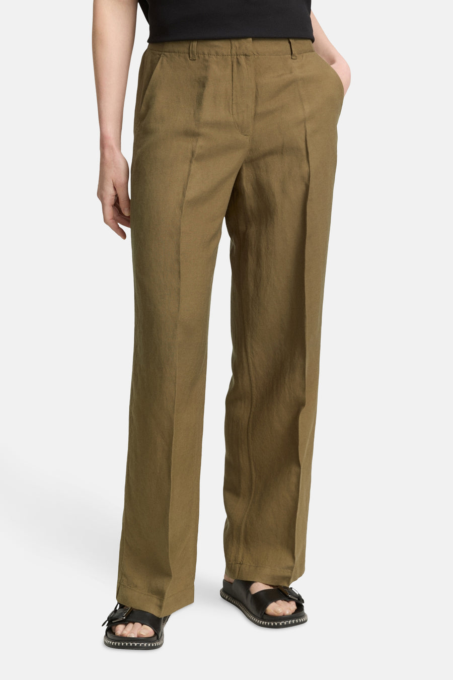 Casual kaki broek van Tom Tailor, met achterzakken en een eenvoudige zoom.