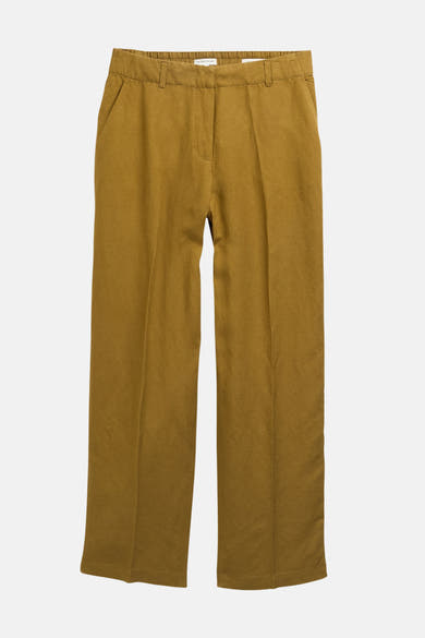 Wijd kaki linnen broek van Tom Tailor, met zijzakken en een rechte pasvorm.