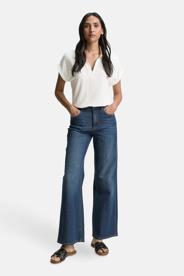 Dames tops polo korte mouw Blanc - Tom Tailor