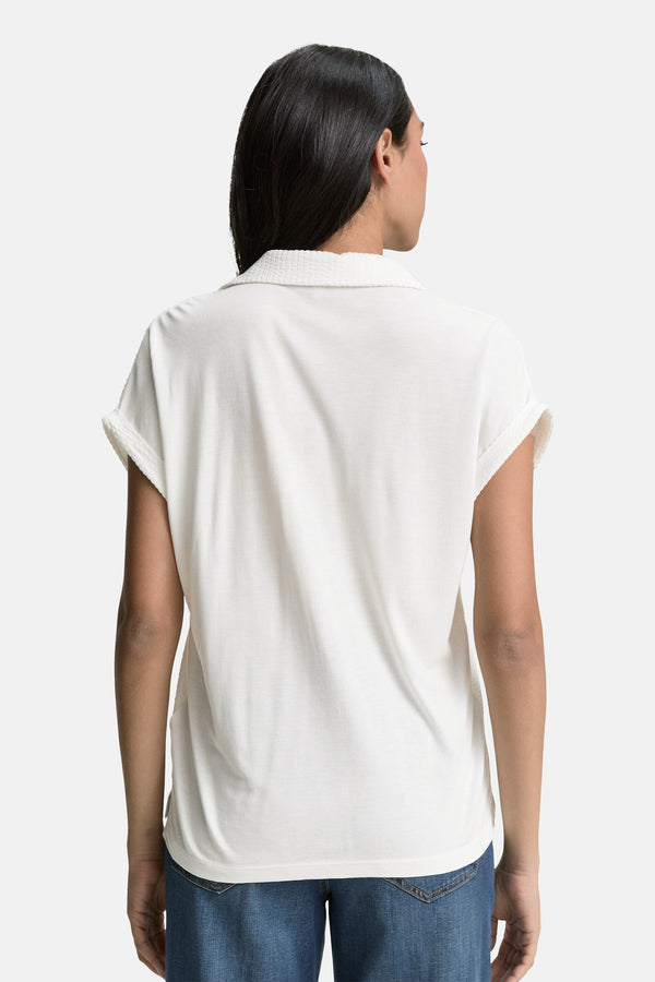 Dames tops polo korte mouw Blanc - Tom Tailor