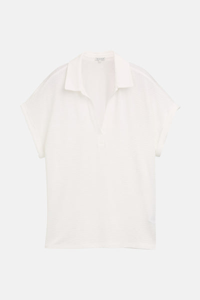Dames tops polo korte mouw Blanc - Tom Tailor