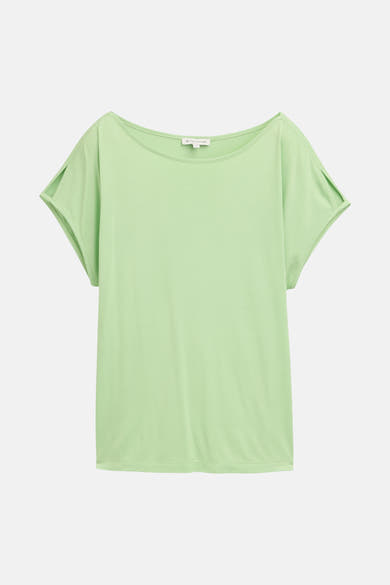 Blouse vert clair à manches courtes, de Tom Tailor, avec fentes décoratives aux épaules et coupe ample.