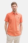 Oranje poloshirt met korte mouwen van Tom Tailor, achterkant, gemêleerde textuur.
