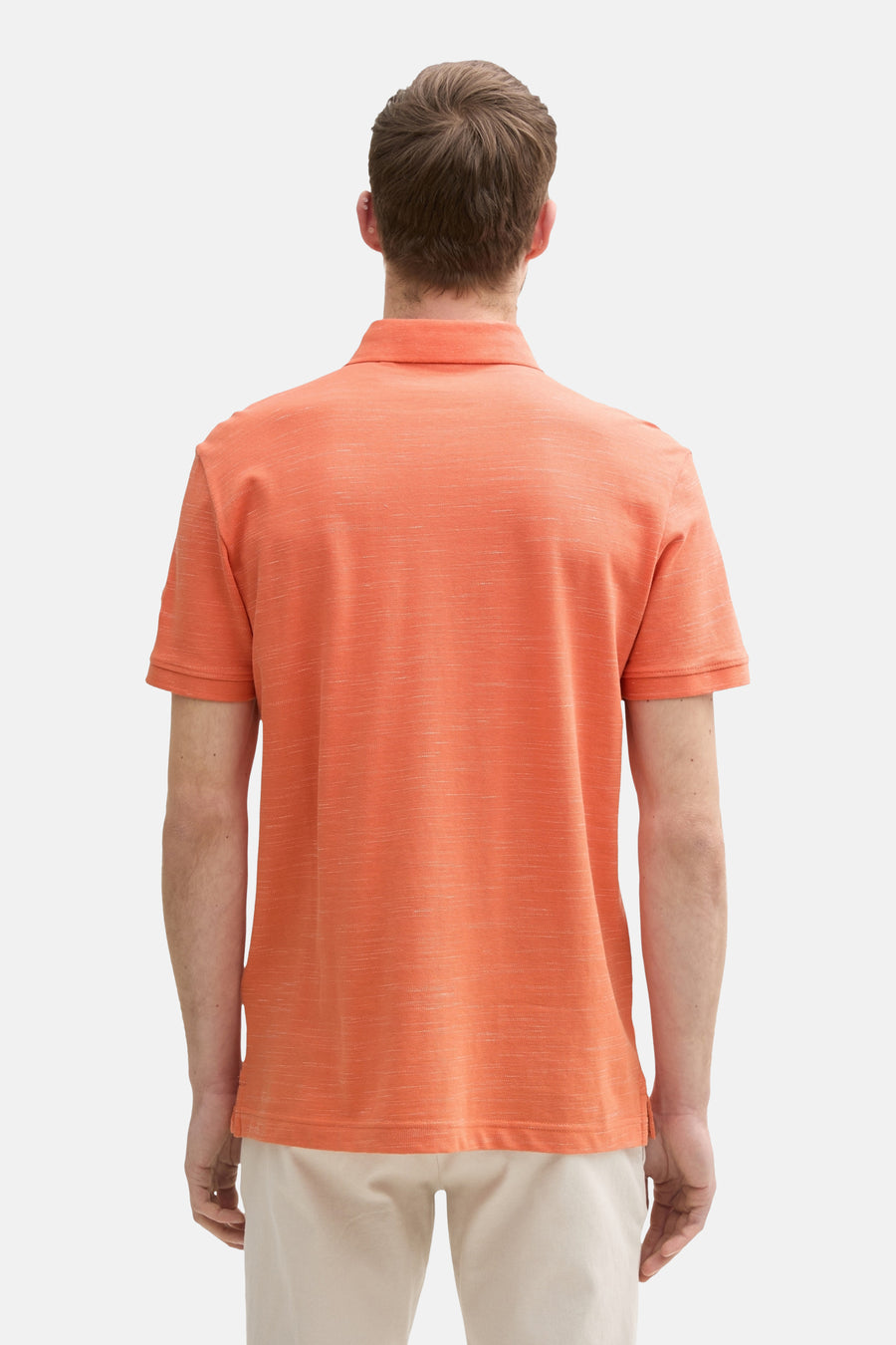 Polo orange à manches courtes de Tom Tailor, vue de dos, texture chinée.