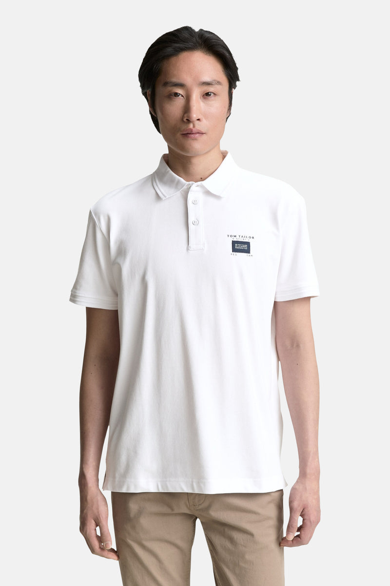 Wit poloshirt met korte mouwen van Tom Tailor, met logodetails op de knoopsluiting en de borst.