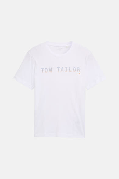 T-shirt à manches courtes blanc de Tom Tailor avec logo et l'année 1962 imprimés.
