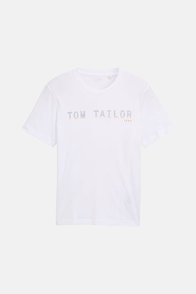 T-shirt à manches courtes blanc de Tom Tailor avec logo et l'année 1962 imprimés.