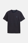 T-shirt à manches courtes bleu de Tom Tailor, à motif géométrique de croix rouges et blanches.