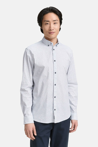 Multikleurig overhemd met lange mouwen van Tom Tailor met een print op een witte achtergrond.