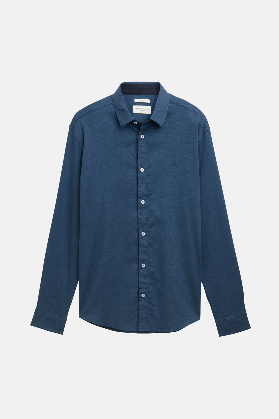 Blauw overhemd met lange mouwen van Tom Tailor, met knoopsluiting en subtiele textuur.