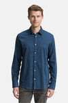 Blauw overhemd met lange mouwen van Tom Tailor, met witte knopen en fijne textuurstof.