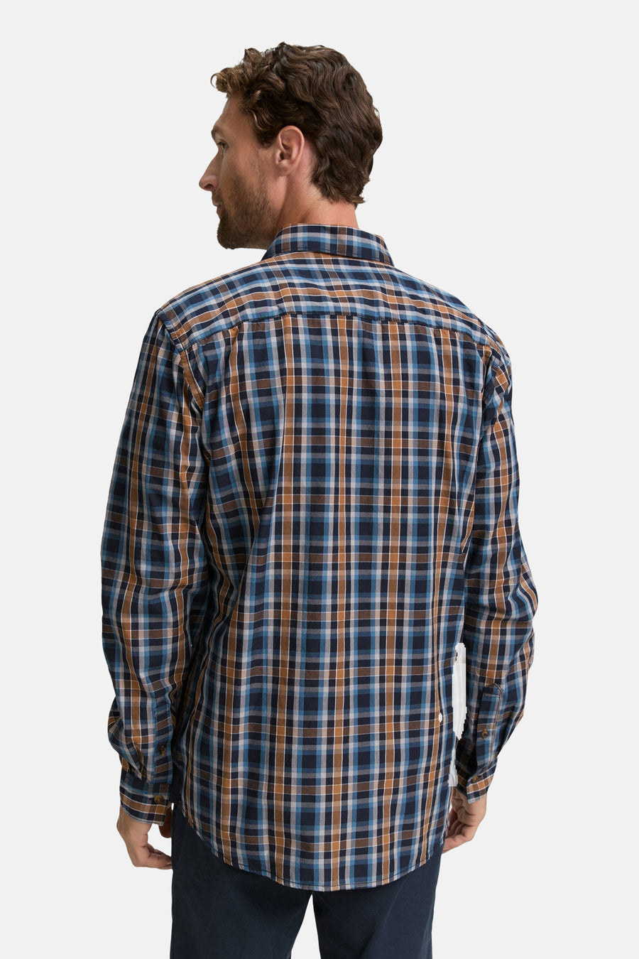 Multikleurig overhemd met lange mouwen van Tom Tailor, geruit, achterzijde.