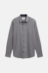 Grijs overhemd met lange mouwen van Tom Tailor, stippenpatroon, knoopsgatdetail.