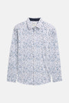 Blauw katoenen overhemd met lange mouwen van Tom Tailor, met stippenpatroon en knoopsluiting.