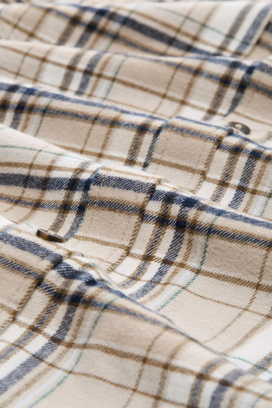 Beige overhemd met lange mouwen van Tom Tailor, geruit patroon met bruine en marineblauwe tinten.