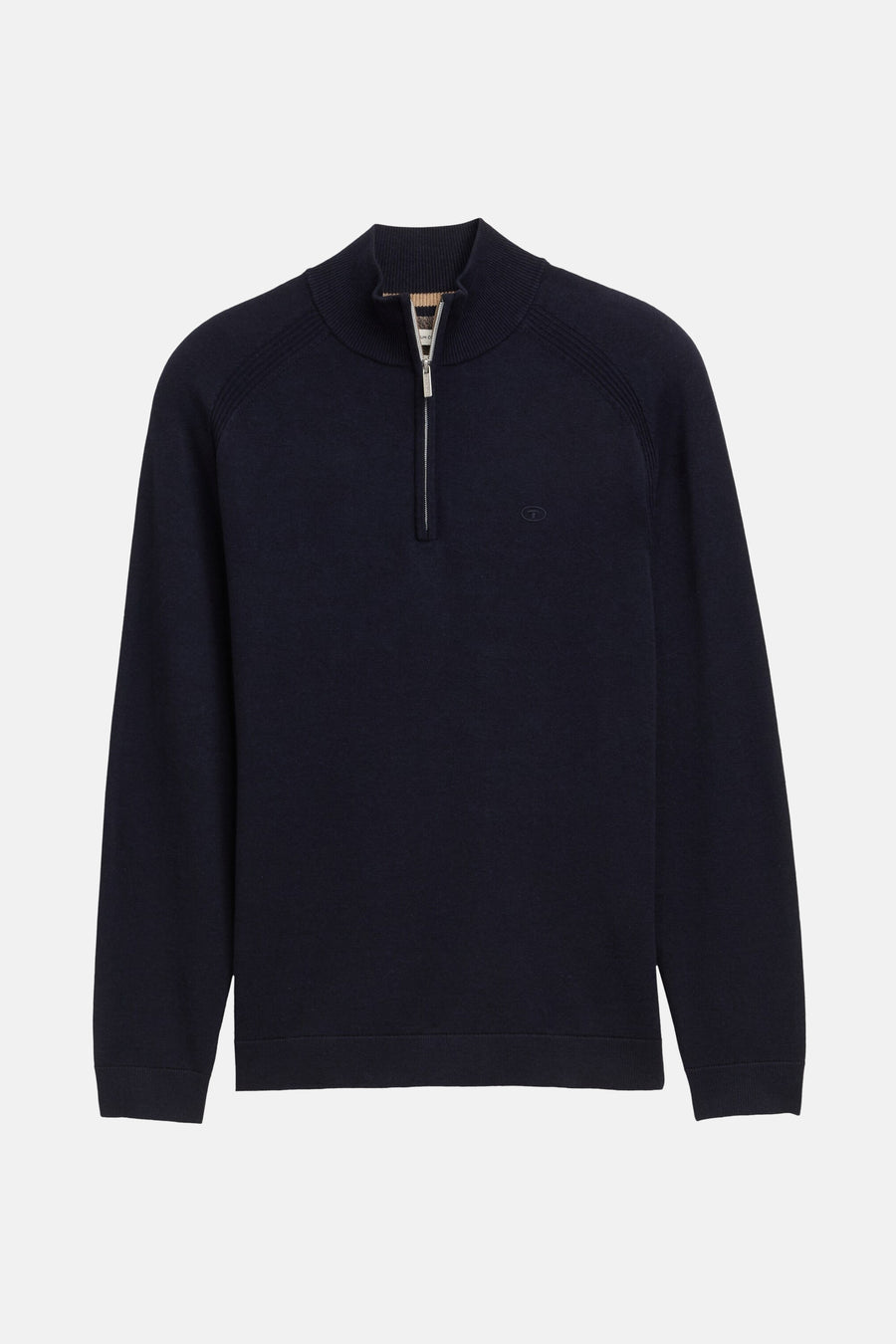 Pull col rond bleu de Tom Tailor, avec fermeture éclair au col.
