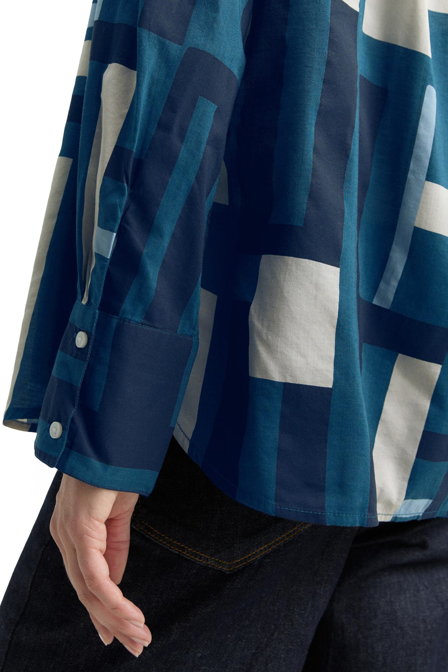 Multikleurig overhemd met lange mouwen van Tom Tailor, met geometrische patronen en knopen op de manchetten.