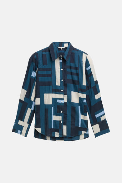Multikleurig overhemd met lange mouwen van Tom Tailor, met een abstract geometrisch patroon.