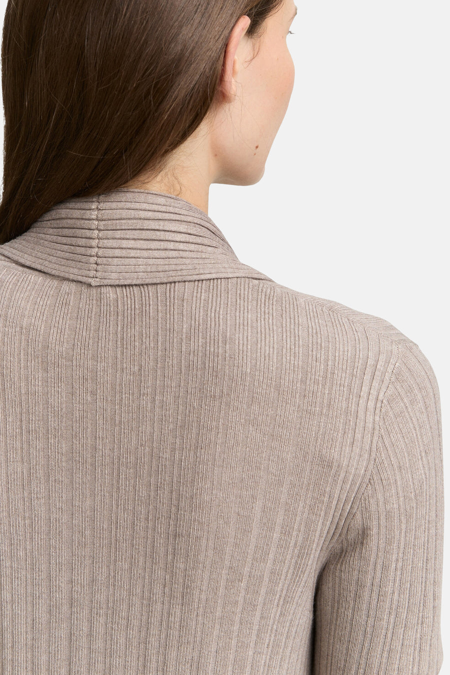 Beige vest van Tom Tailor, in ribgebreid, met een gestructureerde sjaalkraag.