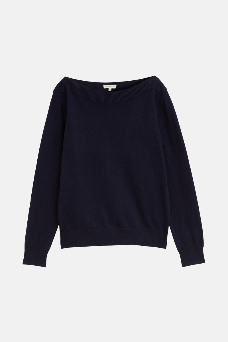 Gebreide trui met boothals