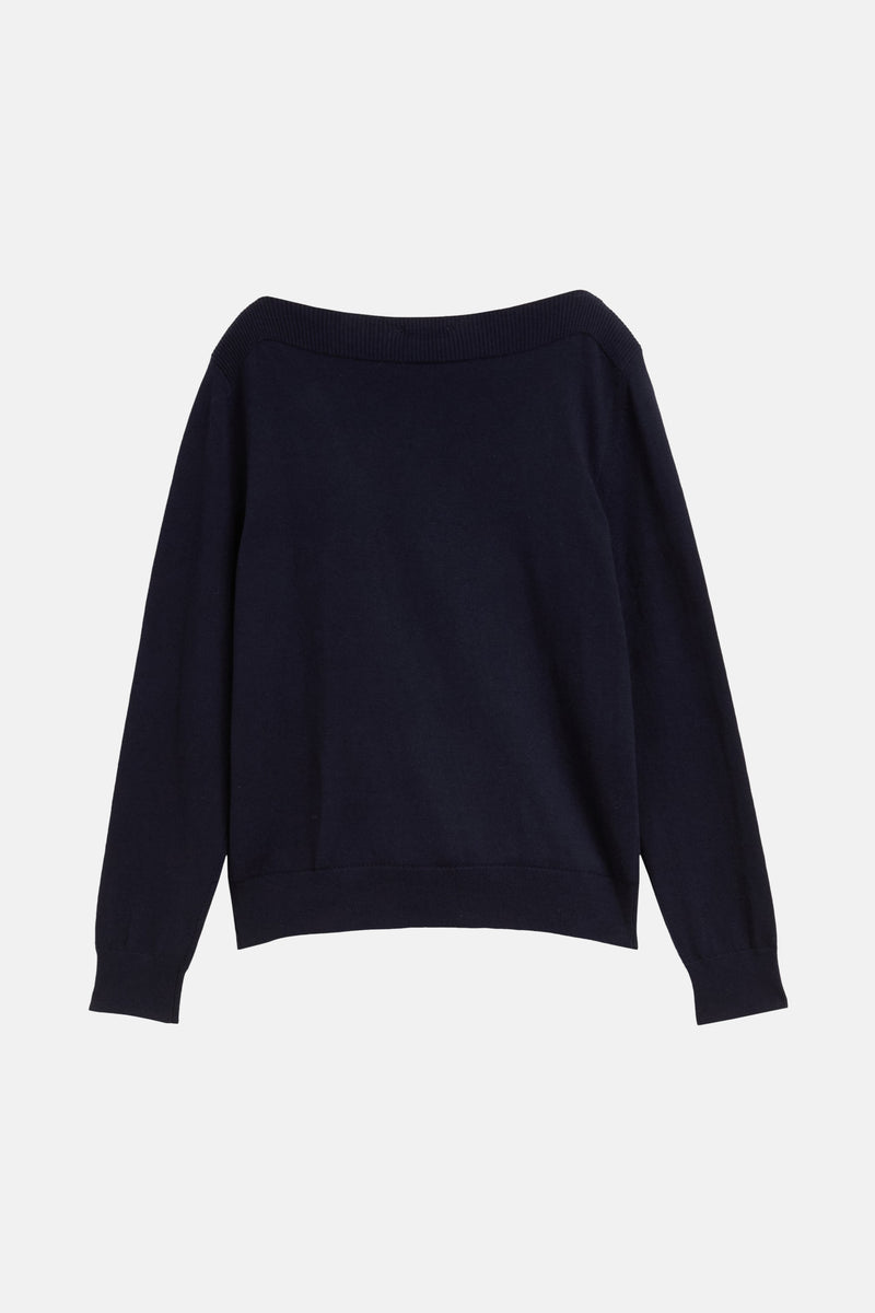 Gebreide trui met boothals