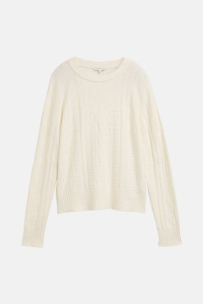 Pull à col rond blanc de Tom Tailor avec motif texturé en relief.