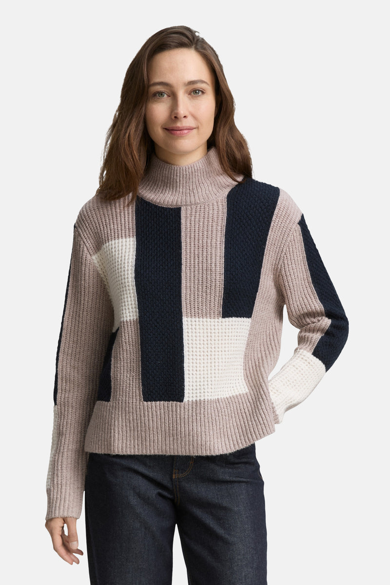 Pull col montant multicolore - Tom Tailor