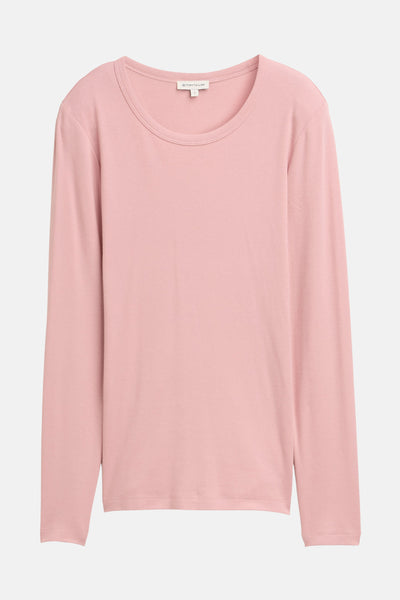 T-shirt rose à manches longues de Tom Tailor, uni, présenté sur fond blanc.