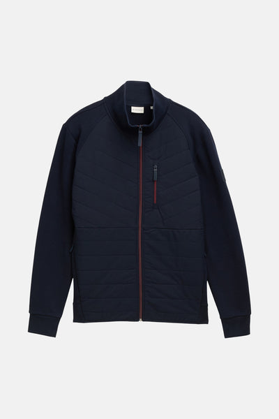 Sweat zippé bleu marine de Tom Tailor avec motif matelassé en losange.