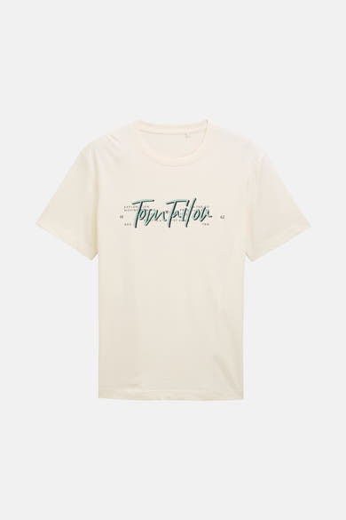 Wit T-shirt met korte mouwen van Tom Tailor met een grafische print op de voorkant.