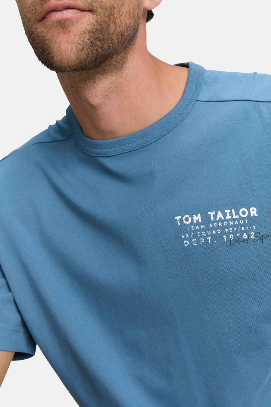 Blauw T-shirt met korte mouwen van Tom Tailor, met een grafische print op de voorkant.