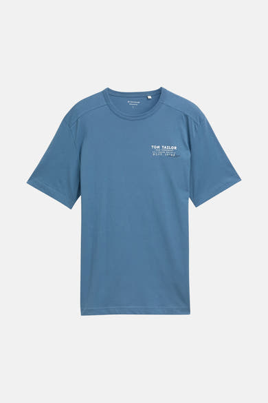 Blauw T-shirt met korte mouwen van Tom Tailor, met een kleine print op de voorkant.