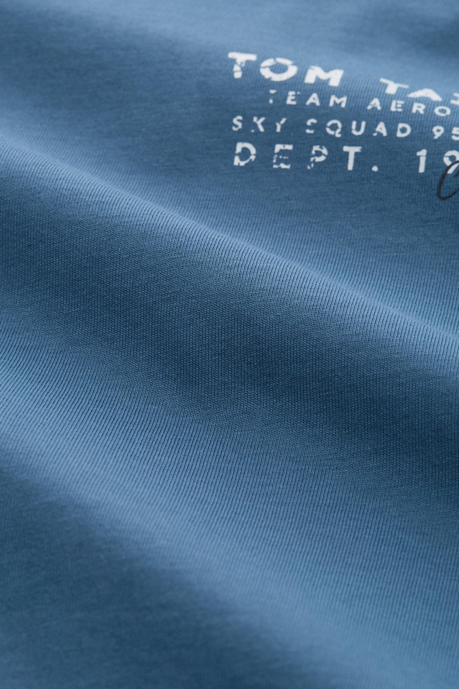 Blauw T-shirt met korte mouwen van Tom Tailor, van getextureerd katoen met grafische print.