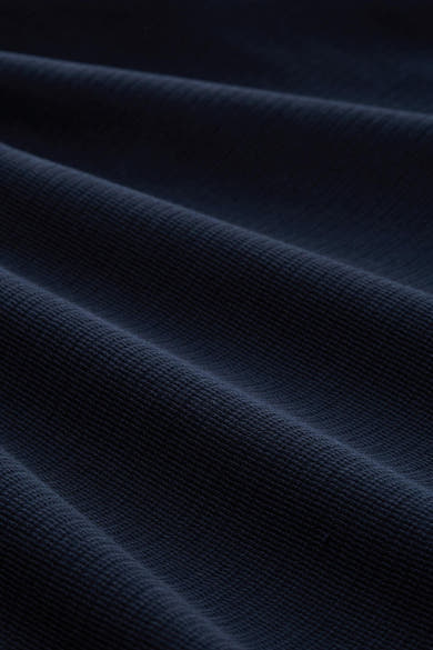 Blauw T-shirt met korte mouwen van Tom Tailor, van getextureerde stof met zachte plooien.