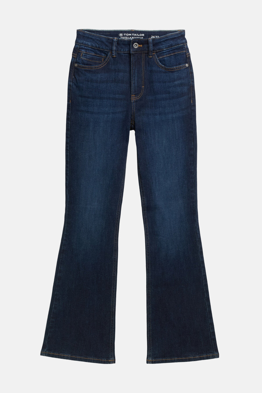Tom Tailor donkerblauwe bootcut jeans, klassieke uitlopende pasvorm.